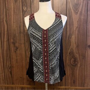 Sanctuary Multicolor Sleeveless Boho V neck Casual Summer Pullover Tank Top Sz L